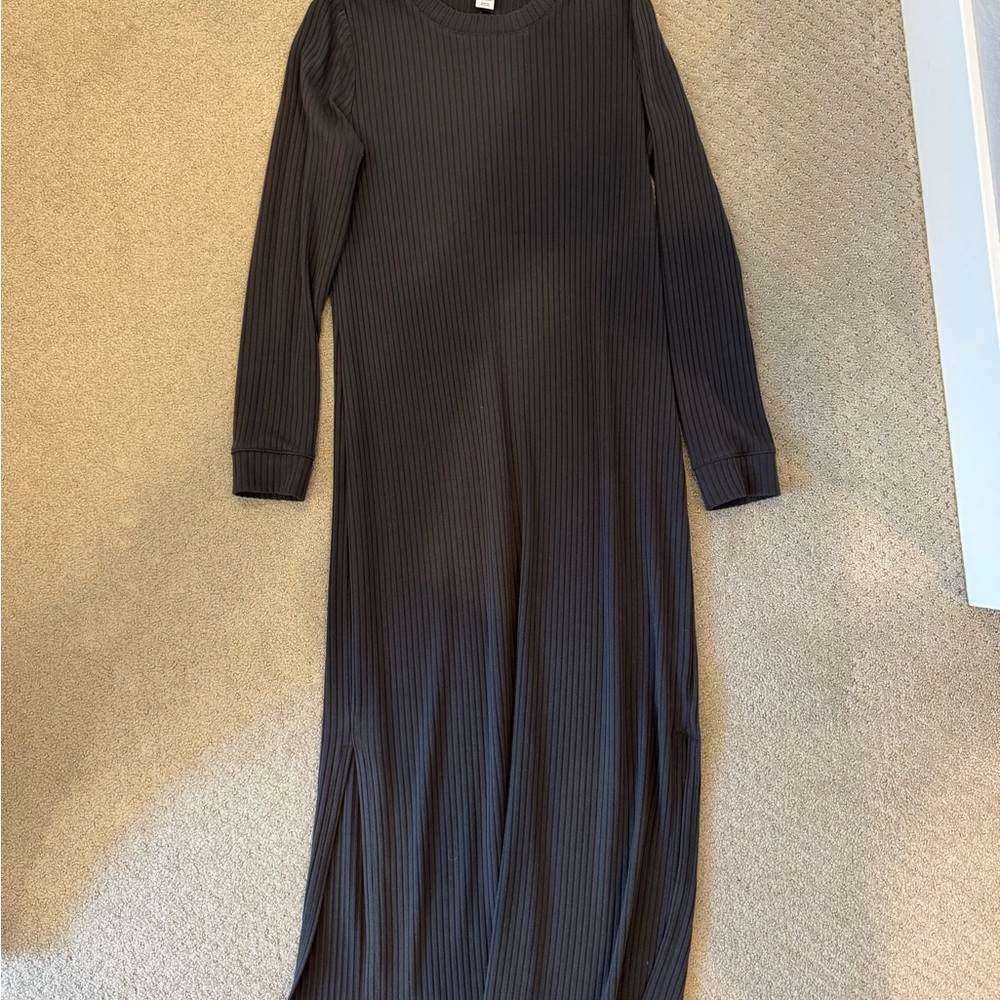 Gray Petite Ribbed Maxi Dress